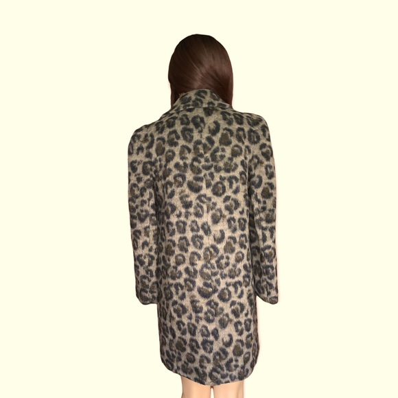 Kate Spade Leopard Wool Coat Size 00 Animal Print Long Jacket Winter Outerwear - Picture 13 of 15